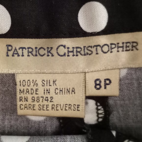 'PATRICK CHRISTOPHER' Skirt size 8P 100% Silk Spotted Retro - Picture 7 of 7